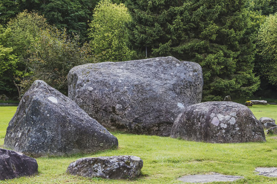 a beautiful stone garden created from many stones