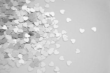 Hearts sparkles valentines day grey background black white 6