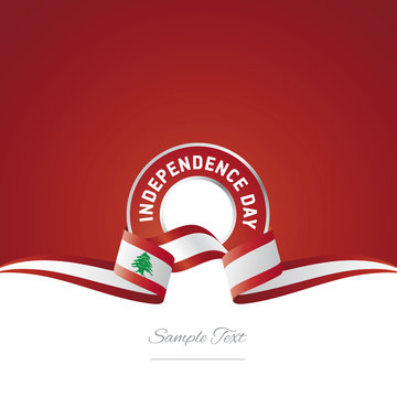 Lebanon Independence Day ribbon logo icon
