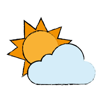sun and cloud icon over white background vector illustration