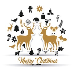 Fototapeta premium merry christmas lettering decoration card design vector illustration