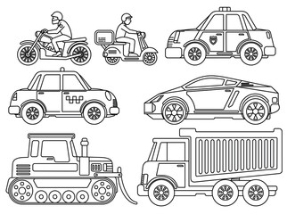 Coloring Book for Kids Cartoon Transport