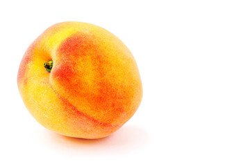 Isolated peach on a white background. Summer juicy fruit. Healthy food. Bright juicy colors.