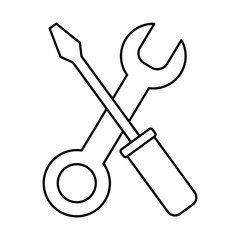 spanner and screwdriver icon over white background vector illustration