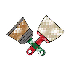 paint brushes icon over white background vector illustration