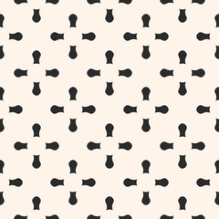 Geometric vector seamless pattern with rounded shapes, smooth crosses background