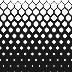 Mesh halftone pattern, monochrome geometric texture, vertical falling rounded shapes