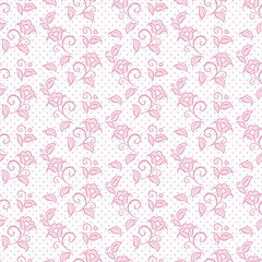 Seamless pattern floral ornament background design for fabric in soft pastel pink colors vector illustration