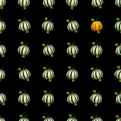 Pretty colorful seamless pattern made of hand drawn pumpkins. Haloween mood.