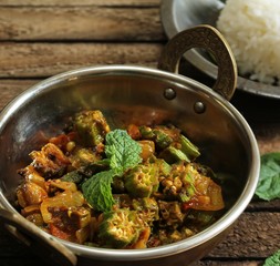 Bhindi Masala or Fry  / Okra cooked with onions tomatoes and spices