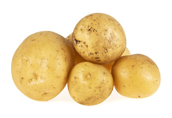 Pile of potatoes isolated on a white background