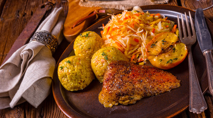 Roast duck with dumplings