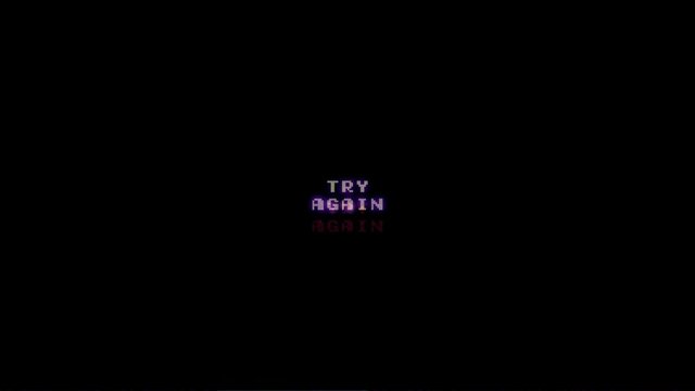A videogame ending screen text on a tv: Game over Try again Insert coin. 8-bit ear retro style.
