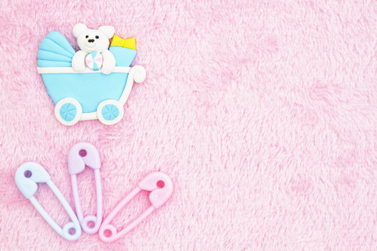 Cute Pink Diaper Pin Heart Baby Stock Vector (Royalty Free