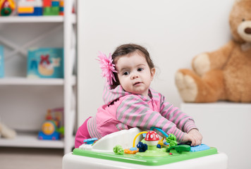 Little cute girl play indoor.