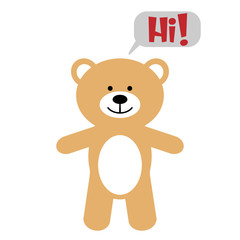 Toy bear with air balloon and text HI!