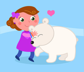Cute girl with polar bear