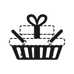 shopping basket with gift box icon over white background vector illustration