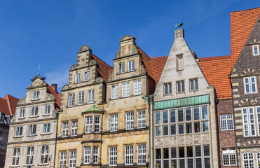 Old houses at the central market square of Bremen