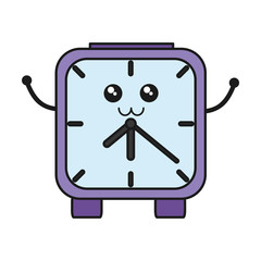 kawaii clock icon over white background vector illustration