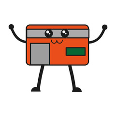 kawaii credit card icon over white background vector illustration