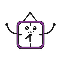 kawaii clock icon over white background vector illustration