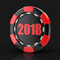 Fototapeta premium chip of casino 2018. Image with clipping path