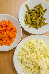 Vegetables prepared for cooking