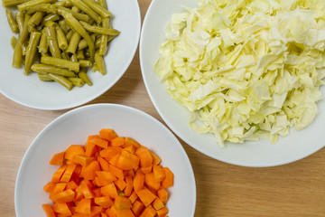 Vegetables prepared for cooking