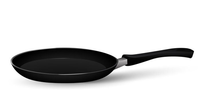 Frying pan isolated on white background. Realistic vector illustration