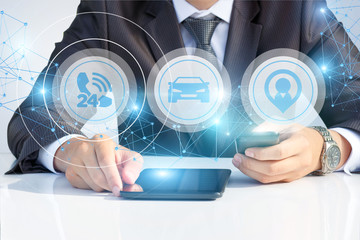 Button service shows a businessman.