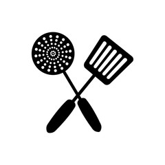 skimmer and spatula icon over white background vector illustration