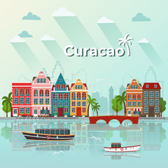 Curacao island vector illustration. Flat design - obrazy, fototapety, plakaty