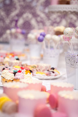 Sweet candy bar at the wedding. Celebration and party
