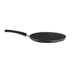 Steel empty frying pan isolated. Realistic vector. White background