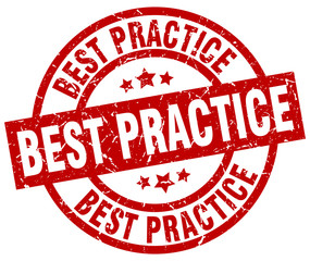 best practice round red grunge stamp