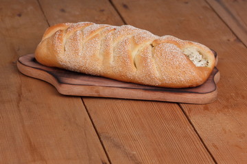 Greek pie with cottage cheese only from the bakery in retro style