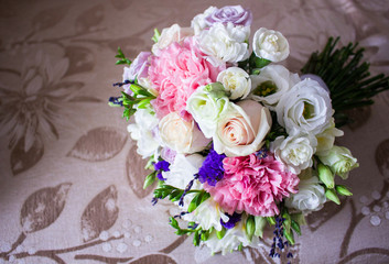 Wedding bridal bouquet of roses