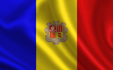Andorran flag. Andorra flag. Flag of Andorra. Andorra flag illustration. Official colors and proportion correctly. Andorran background. Andorran banner. Symbol, icon.  