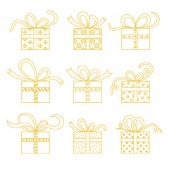 Set of gold gift box. Vector