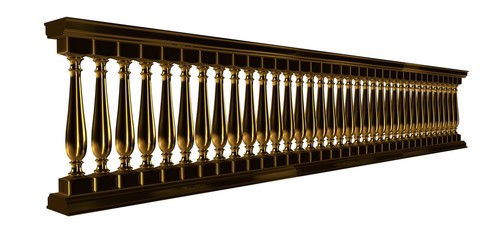 3d rendering of a golden stair rail isolated on a white background