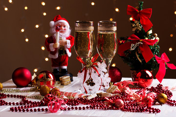 Christmas decorations with wineglass