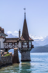 Oberhofen castle on the lake Thun in Switzerland