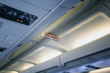 The inscription in the cabin of the airplane.