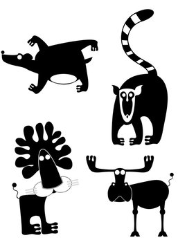 Animal icons isolated. Decor animal silhouette isolated illustration collection for design
