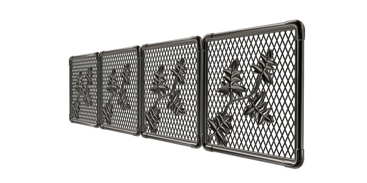 3d rendering of a metalic stair rail isolated on a white background