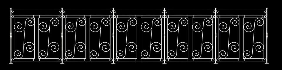 3d rendering of a  fence railing design on a black background