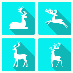 set of silhouette deer vector illustration