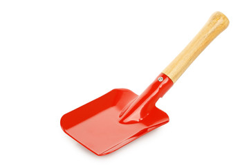 red gardening shovel