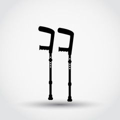 Сrutches medical care flat icon vector illustration